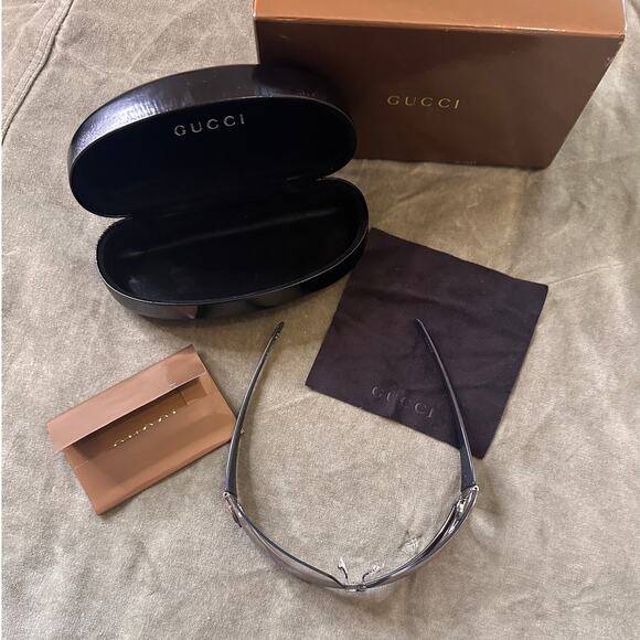 VINTAGE Y2K Gucci Shield Rimless Fade Lens Sunglasses Like New - Picture 6 of 7